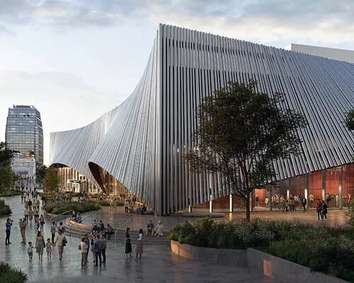 bjarke ingels unveils tennessee performing arts center with billowing aluminum facade