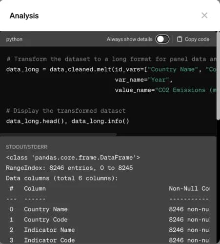 Analyzing data with ChatGPT