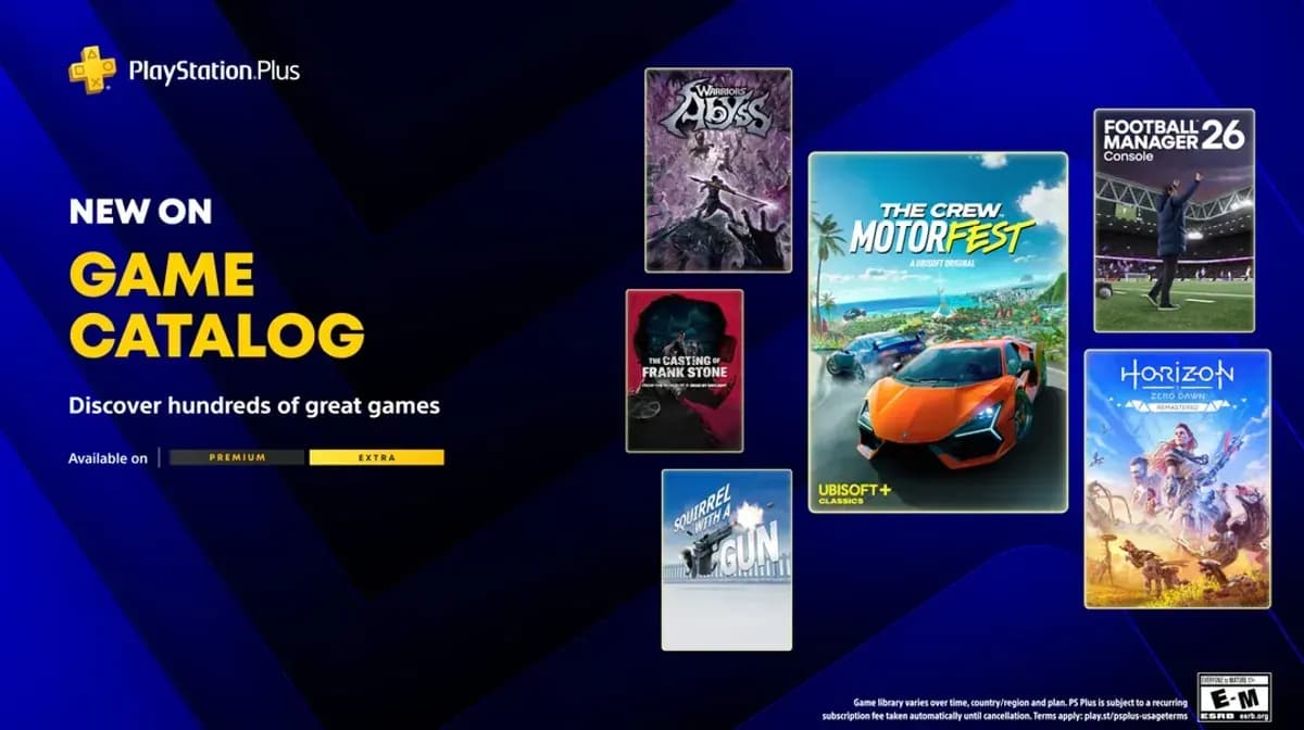 PlayStation Plus Game Catalog for April: The Crew Motorfest, Horizon Zero Dawn Remastered, Football Manager 26 Console, Warriors: Abyss and more