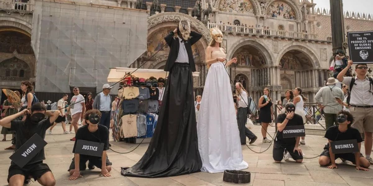 베조스 베니스 결혼식 뒤에 가려진 진실, 기후 공약과 시민 탄압