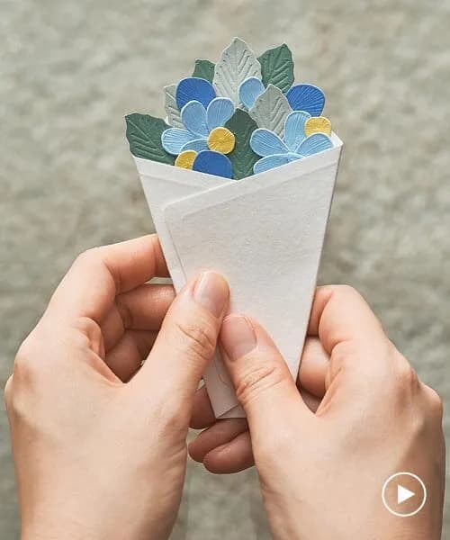 일본 라벨 제조사, 산업용 엠보싱 기술로 '조립식 꽃다발 편지' 개발